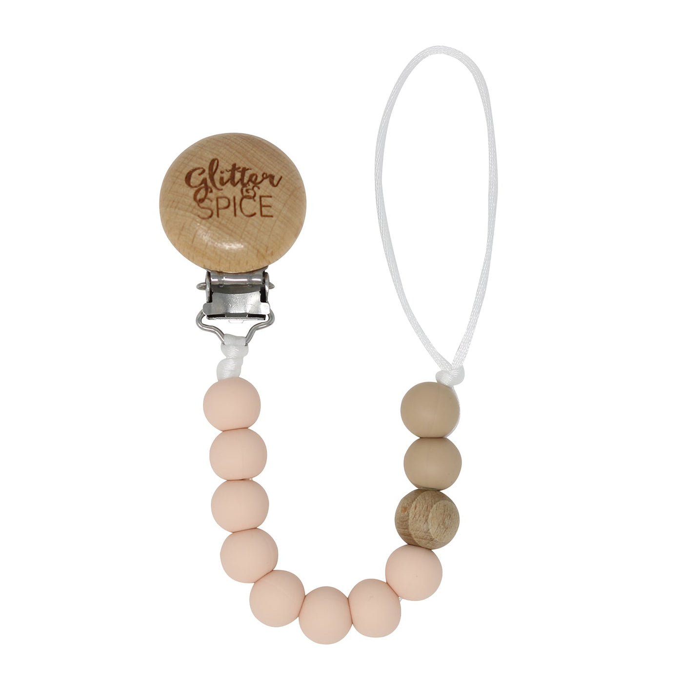 Silicone Pacifier Clip - Blush - Glitter & Spice Canada