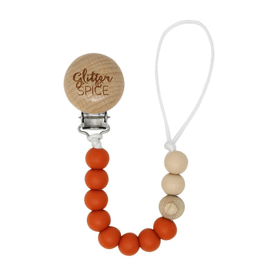 Silicone Pacifier Clip - Bohemian Rust - Glitter & Spice Canada