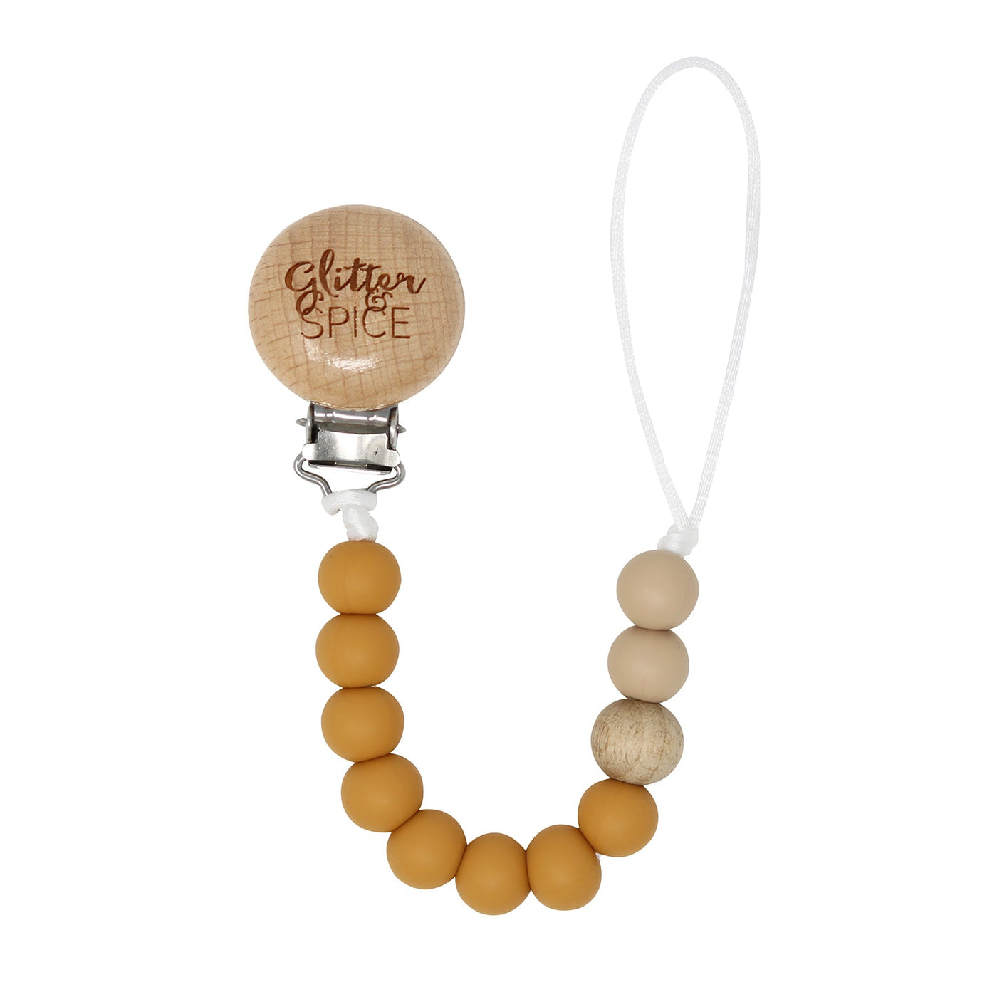 Silicone Pacifier Clip - Camel - Glitter & Spice Canada