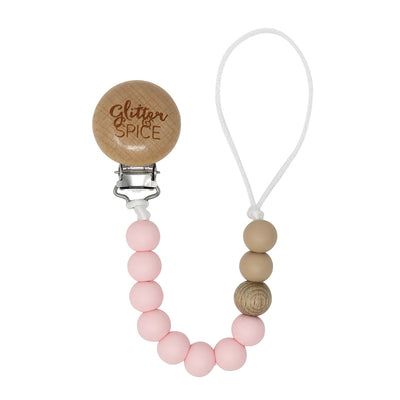 Silicone Pacifier Clip - Delicate Pink - Glitter & Spice Canada