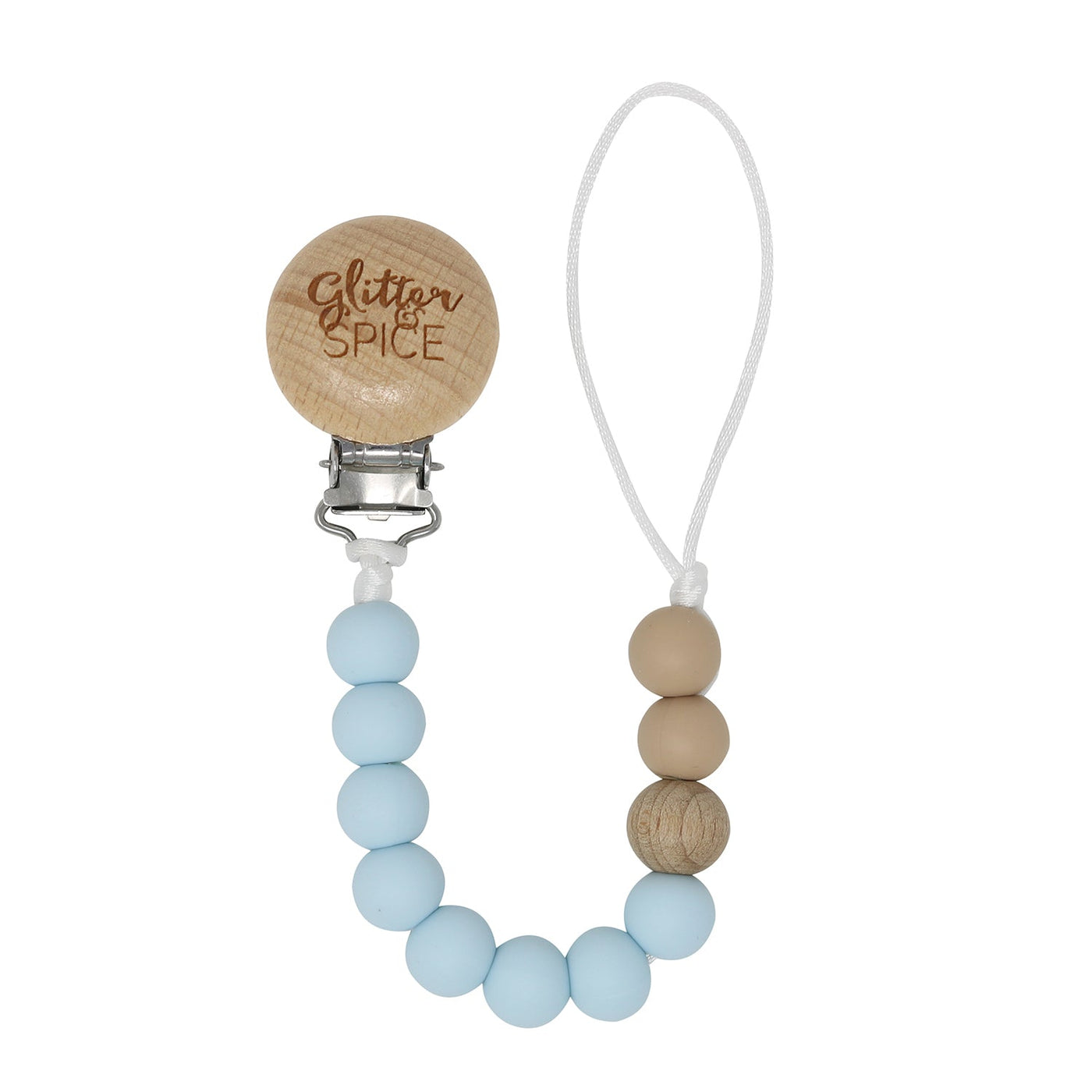 Silicone Pacifier Clip - Ice Blue - Glitter & Spice Canada