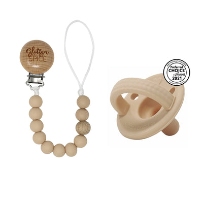 Silicone Pacifier Clip - Barely Nude - Glitter & Spice Canada