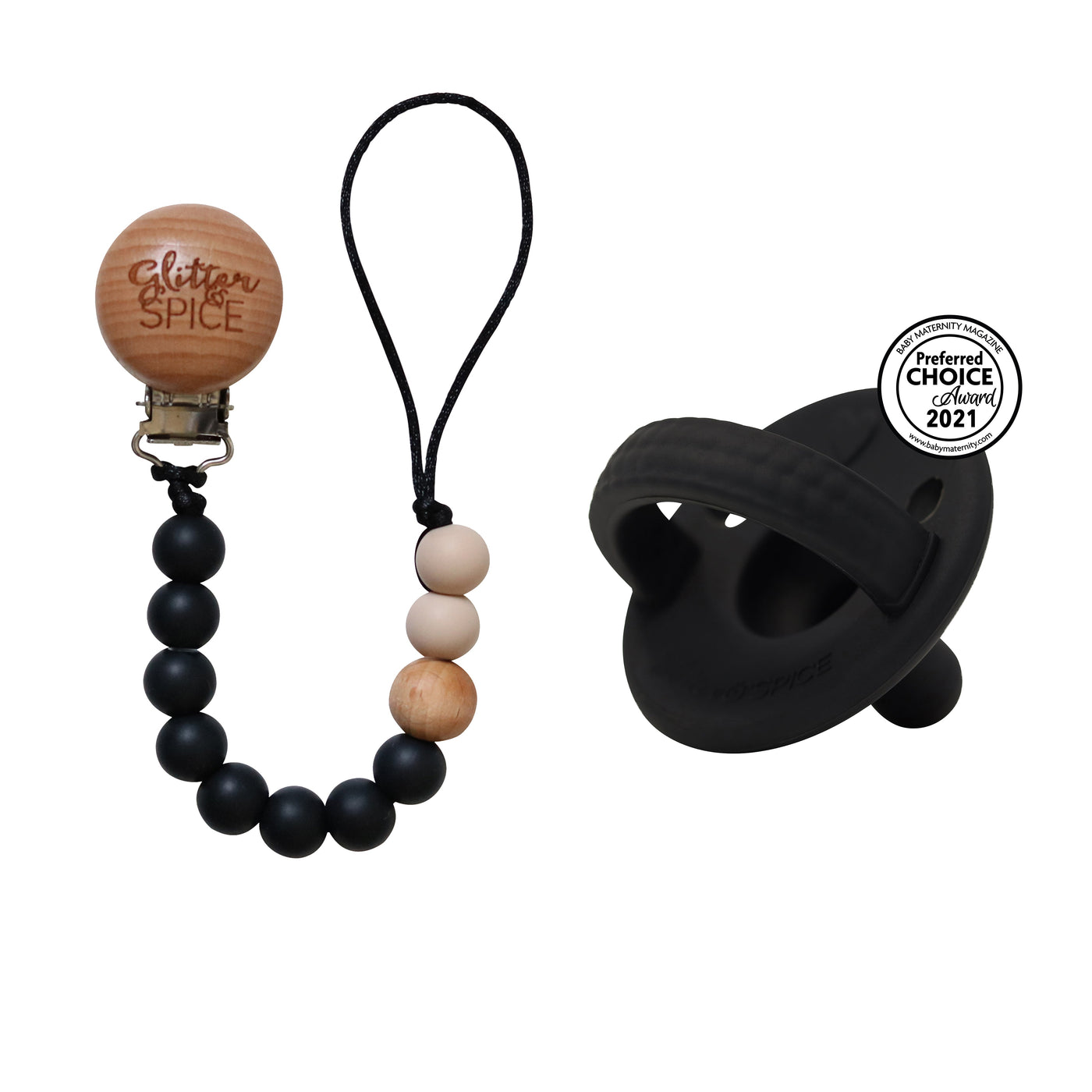 Silicone Pacifier Clip - Midnight - Glitter & Spice Canada