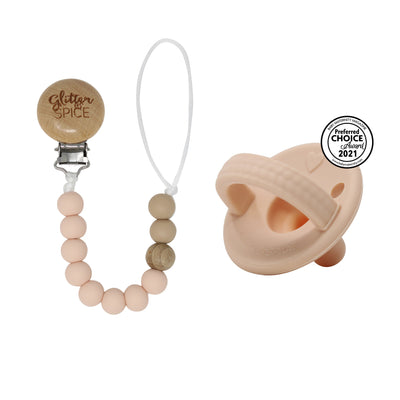 Silicone Pacifier Clip - Blush - Glitter & Spice Canada