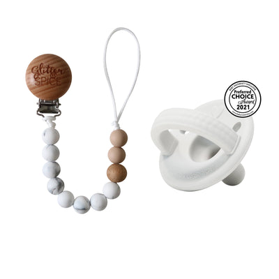 Silicone Pacifier Clip - Marble - Glitter & Spice Canada