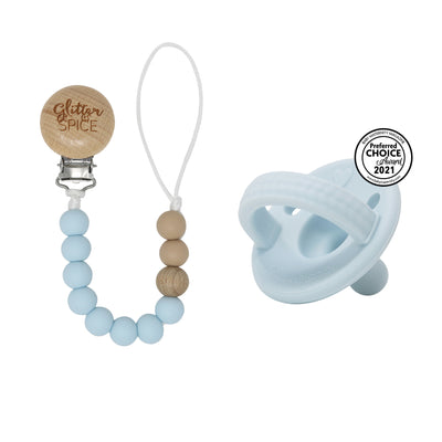 Silicone Pacifier Clip - Ice Blue - Glitter & Spice Canada