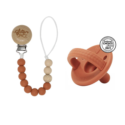 Silicone Pacifier Clip - Moroccan Clay - Glitter & Spice Canada