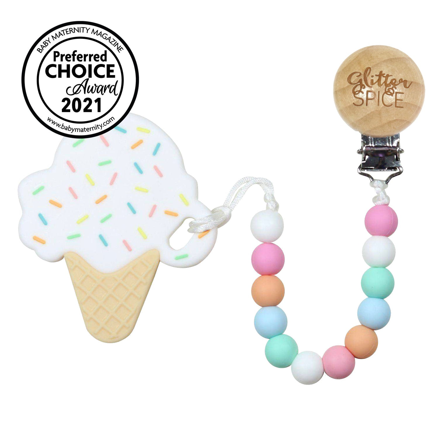 Ice Cream Cone Silicone Teether - Glitter & Spice