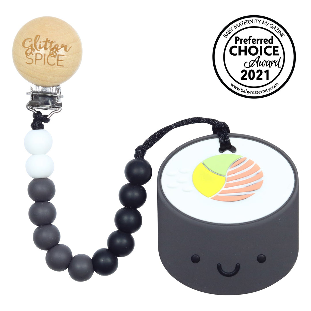 Whistle Flute Sushi Silicone Teether – Glitter Spice