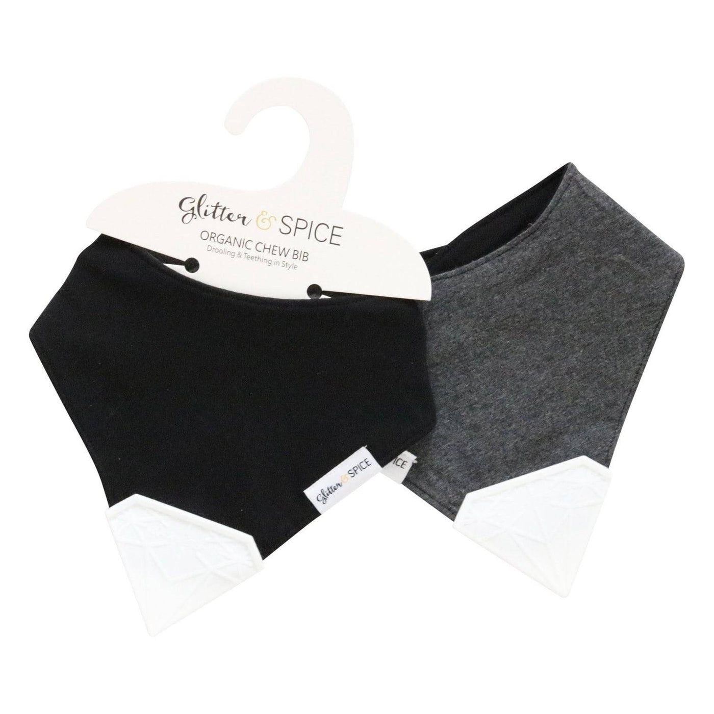 Double Sided Organic Chew Bib - Midnight / Graphite - Glitter & Spice