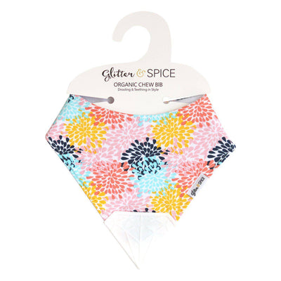 Organic Chew Bib - Chrysanthemums - DISCONTINUED - Glitter & Spice