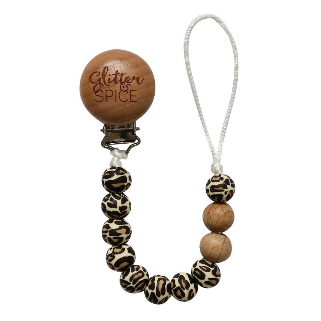 Silicone Pacifier Clip - Leopard - Glitter & Spice