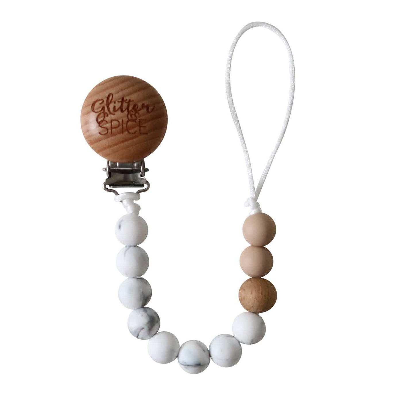 Silicone Pacifier Clip - Marble - Glitter & Spice