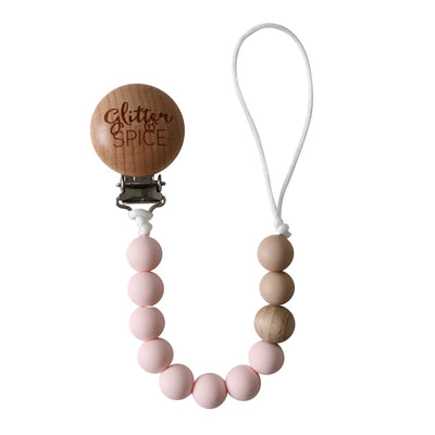 Silicone Pacifier Clip - Peony Pink - Glitter & Spice