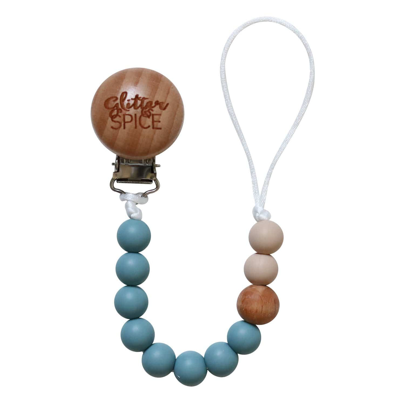 Silicone Pacifier Clip - Steel Blue - Glitter & Spice