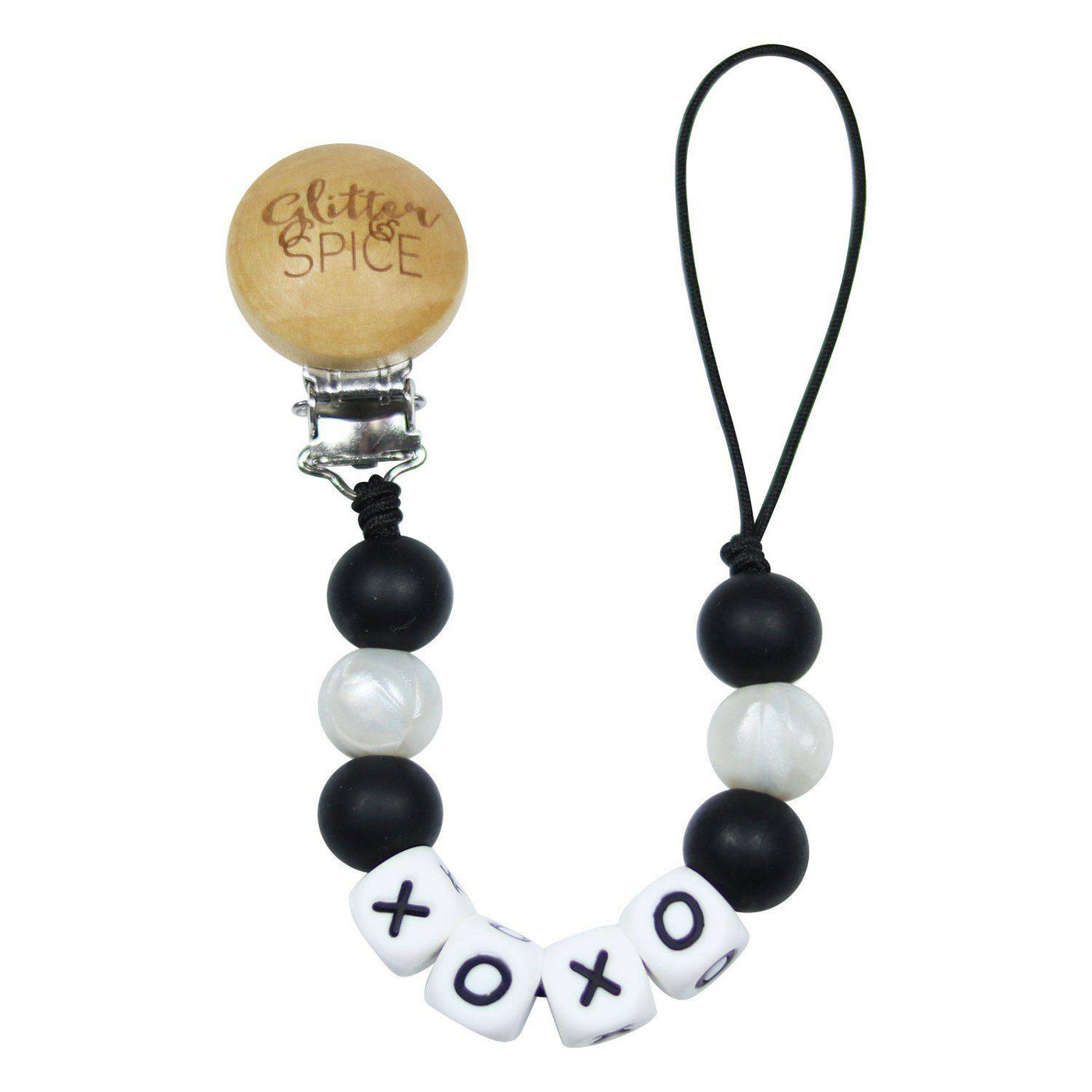 Statement Pacifier Clip - XOXO - Glitter & Spice